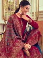 Magenta Pink Dola Jacquard Silk Designer Salwar Kameez